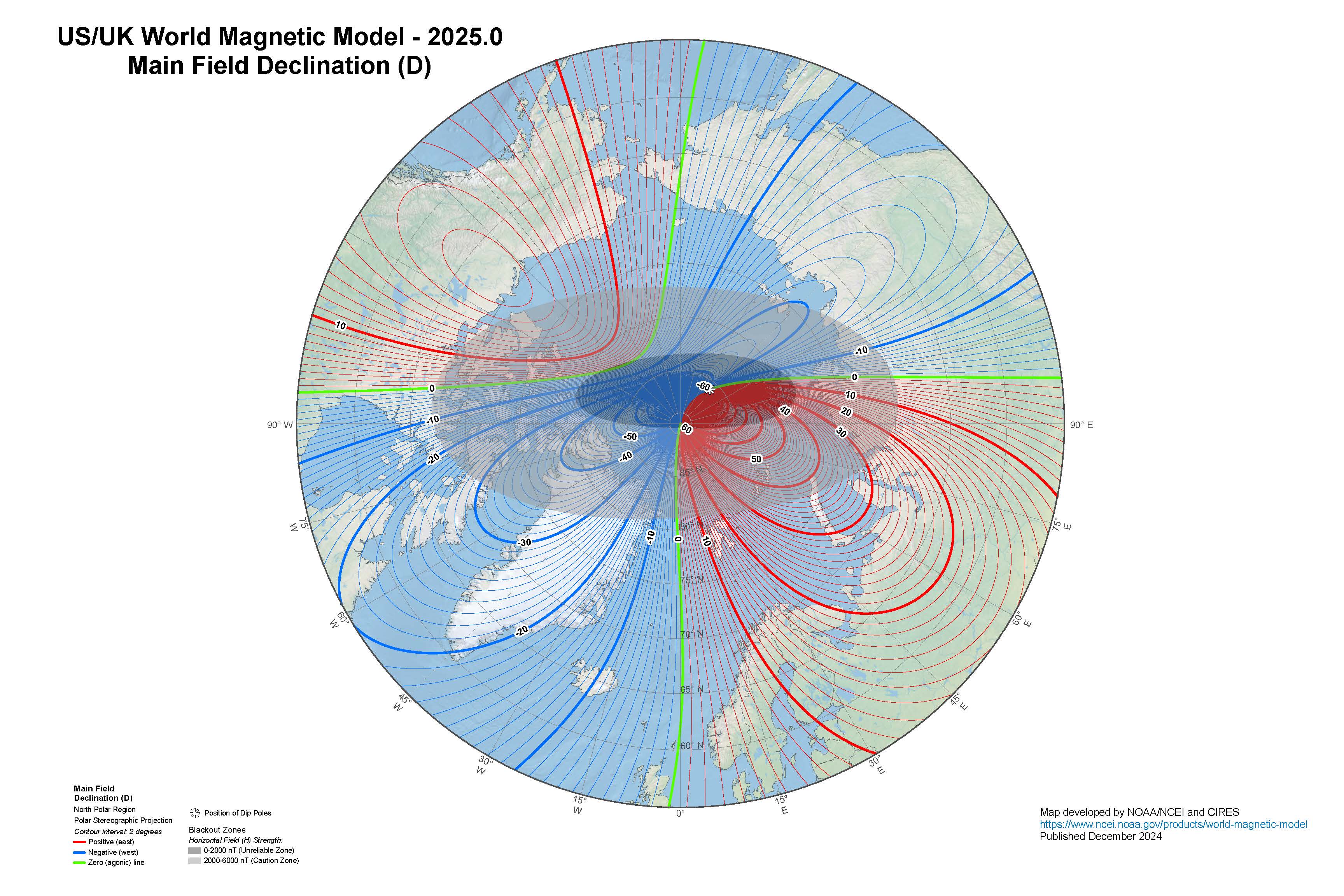 WMM2025 declination arctic